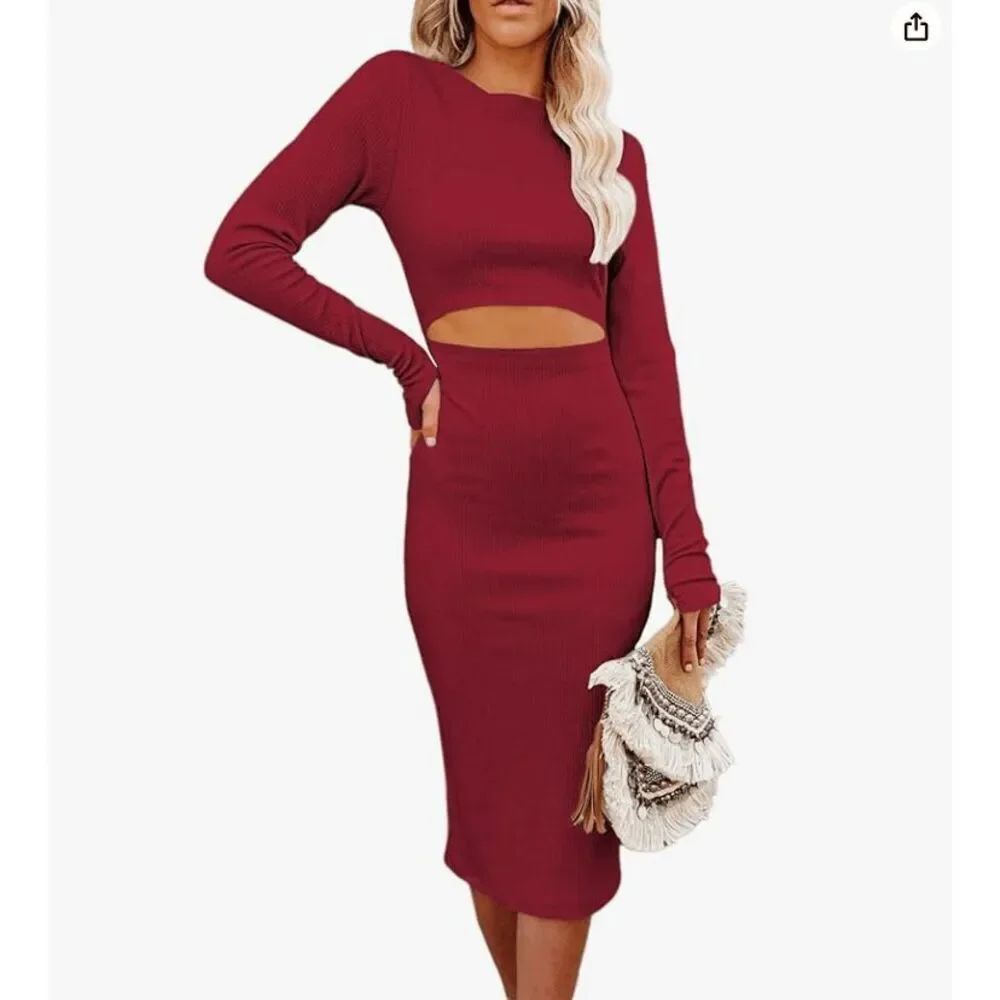 Amazon Cut-out Dress- Red, Size M